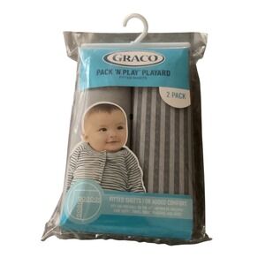 Graco Pack N Play‎ Fitted Sheets 2 Pack Stripes Gray For Portable Playards